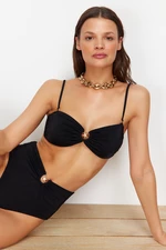 Trendyol Black Strapless Premium Accessories Bikini Top