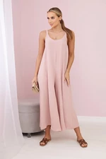 Dark pink jumpsuit with wide straps