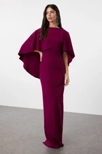 Trendyol Purple Sleeve Detailed Woven Evening Dress