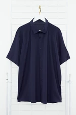 Trendyol Navy Blue Regular Fit Short Sleeve Summer Textured Knitted Plus Size Shirt