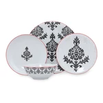 24-częściowy zestaw czarno-białych porcelanowych naczyń Kütahya Porselen Ornaments