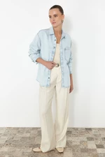 Trendyol Light Blue Lyocell Oversize Denim Shirt