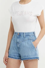 Džínové šortky Pepe Jeans A-LINE SHORT UHW SKY dámské, hladké, high waist, PL801114