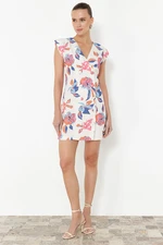 Trendyol Multicolored Floral Print Buttoned Linen Blended Mini Woven Jacket Dress