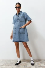 Trendyol Blue Oversize Mini Denim Dress