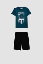 DEFACTO Boy's Star Wars-The Mandalorian Short Sleeve Pajama Set with Shorts