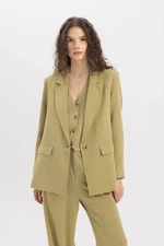 DEFACTO Oversize Fit Linen Blend Blazer Jacket