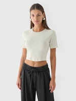 Dámsky slim crop top bez potlače - tyrkysový