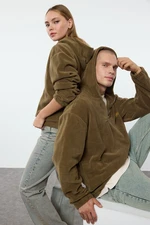 Trendyol Khaki Unisex Oversize/Wide Cut Stand Collar Anti-Pilling Warm/Fleece Sweatshirt