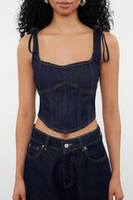 Trendyol Dark Blue Lacing Detailed Denim Bustier