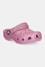 Dětské pantofle Crocs CLASSIC GLITTER CLOG růžová barva, 206992