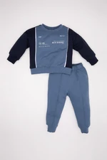 DEFACTO Baby Boy Printed Sweatshirt Tracksuit Bottom 2-Piece Set