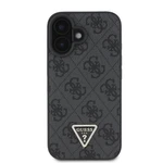 Zadní kryt Guess PU 4G Strass Triangle Metal Logo + Crossbody popruh pro Apple iPhone 16, černá