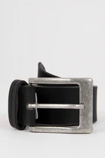 DEFACTO Men's Rectangular Buckle Faux Leather Jean Belt