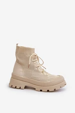 Women's sock slip-on boots Light beige Solime