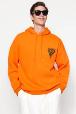 Trendyol Orange Oversize/Wide Cut Printed Fleece Inside/Warm Sweatshirt