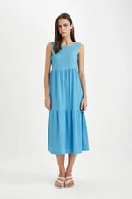 DEFACTO Crew Neck Wrap Sleeveless Midi Dress