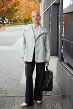 Trendyol Grey Closure Detailed Regular Midi Trench Coat