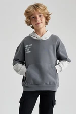 DEFACTO Boy's Oversize Fit Hooded Sweatshirt