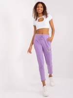 Purple women's sweatpants with ties