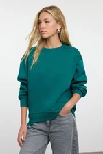 Trendyol Emerald Green Hem Detailed Crew Neck Relaxed/Comfortable Fit Knitted Sweatshirt