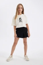 DEFACTO Girl Printed Short Sleeve T-Shirt Shorts Skirt 2-Piece Set