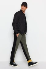 Trendyol Khaki Regular Cut Paneled Elastic Cuff Sweatpants