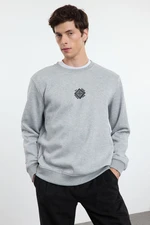 Trendyol Gray Melange Regular/Normal Cut Puffy Printed Sweatshirt