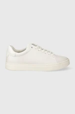 Kožené sneakers boty Calvin Klein CLEAN CUPSOLE LACE UP bílá barva, HW0HW01863