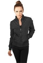 Women's Diamond Quilt Nylon Jacket Black