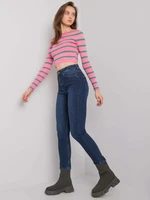 Navy blue straight jeans for women