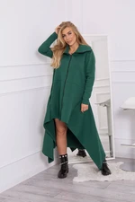 Insulated dress with longer sides in dark green color