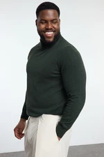 Trendyol Khaki Men's Slim Half Turtleneck Plain Knitwear Plus Size Sweater