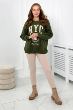 Cotton set insulated sweatshirt + leggings khaki