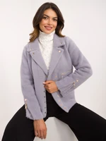 Light purple alpaca jacket with snap fasteners