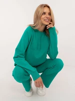 Green women's tracksuit with oversize sweatshirt