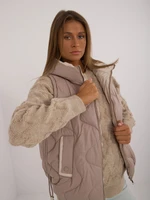 Beige down vest with pockets