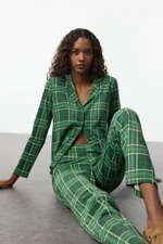 Trendyol Green 100% Cotton Plaid Knitted Pajama Set