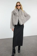 Trendyol Grey Regular Fit Fur Coat