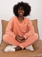 Peach two-piece velour set with trousers