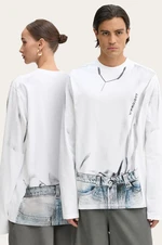 Bavlnené tričko s dlhým rukávom Y/Project YP TROMPE L'OEIL LONG SLEEVE T-SHIRT biela farba, 204TS021