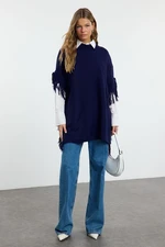 Trendyol Navy Blue Relaxed Fit Knitwear Sweater Poncho