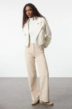 Trendyol Beige Velvet Straight Cut Trousers