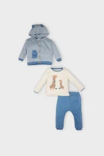 DEFACTO Baby Boy Giraffe Printed Long Sleeve T-Shirt Hooded Sweatshirt Cardigan Elastic Waist Sweatpants 3