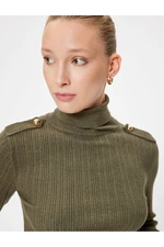 Koton Turtleneck Knitwear Sweater with Epaulette Detail Long Sleeve