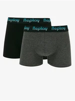 Set of two men's boxers in black and dark grey Replay - Men