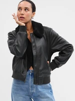 GAP Faux Leather Bomber Jacket - Women