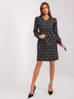 Black and gray women's dress with long sleeves