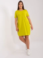 Basic lime dress plus size with pockets