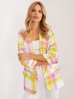 Lime and ecru women's printed blazer